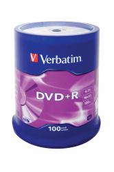Verbatim DVD+R Matt Silver 4.7 GB 100 pc[s] (VERBATIM DVD+R AZO 4.7GB 16X MATT SILVER SURFACE 100 PK SPIN)