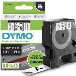 DYMO Authentic D1 Labels | Black Print on White Tape | 19 mm x 7 m | Self-Adhesive Labels for LabelManager Label Makers | Made in Europe (OEM DYMO 45803 [S0720830] D1 Label Tape Black on White 19mm...