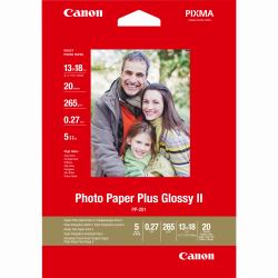 Canon PP-201 Glossy II Photo Paper Plus 5x7" - 20 Sheets (PP-201 PHOTO PAPER PLUS II - GLOSSY 13X18 20SHTS)