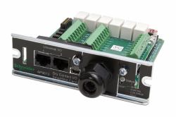 APC Dry contact, Management Options, Dry Contact I/O Card, monitor external UPS environmental sensors, output relays, and input contacts (Dry Contact I/O SmartSlot Card)