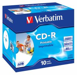 Verbatim CD-R AZO Wide Inkjet Printable 700 MB 52x 10 pc[s] (Verbatim CD-R Azo 700Mb 52X Wide Printable Surface 10 Pack)