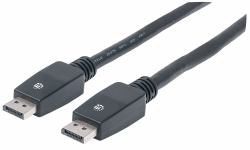 Manhattan DisplayPort 1.1 Cable, 4K@60Hz, 10m, Male to Male, With Latches, Fully Shielded, Black, Lifetime Warranty (DISPLAYPORT CABLE 5M 10K/60HZ- - MALE/MALE BLACK POLYBAG)