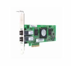 QLogic 4-Gbps dual port Channel Fibre Channel to x4 PCI Express host bus adapter, multi-mode optic interface cards/adapter (4Gb Dual Port FC HBA, x4 PCIe, LC multi-mode optic)