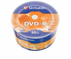 Verbatim DVD-R Matt Silver 50 Pack Wrap Spindle (VERBATIM DVD-R AZO 4.7GB 16X MATT SILVER SURFACE 50 PK WRAP)