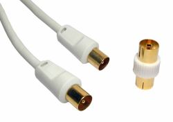 Cables Direct 2TV-10 coaxial cable 10 m Coax White (CDL 10m TV +Female Coupler - White)