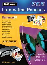 Fellowes 53962 laminator pouch 25 pc[s] (Fellowes 53962 IL A4 80Mic Pouch 25pk)
