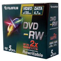 Fujifilm DVD-RW 4.7GB 2x, 5-Pk 5 pc[s] (FUJI DVD-RW JEWEL CASE 5 PACK 4.7GB 2X)
