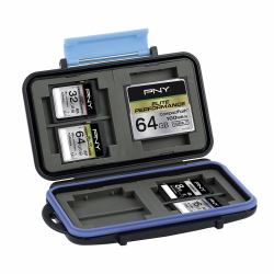 PNY CASECF4SD8-RB memory card case Polycarbonate, Rubber Black, Blue (PNY Memory card case- Suitable for CompactFlash and SD cards- Store 8 SD cards + 4 CompactFlash- Tough polycarbonate resin case...