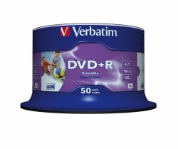 Verbatim DVD+R Wide Inkjet Printable No ID Brand (DVD ROH+R 4.7GB/ 16x Verbatim print. [50er Sp.])