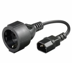 Microconnect PE130075 power cable Black 0.23 m C14 coupler Schuko (Power Cord C14 -Schuko M-F - 0,23m. 3Gx1MM2, 10/16A 250V - Warranty: 300M)