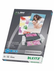 Leitz iLAM Ultra-premium Glossy A4 Laminating Pouches with UDT, 100 microns, Pack of 100 (Leitz 74800000 A4 UDT iLAM 100 Micron Pouch 100Pk)
