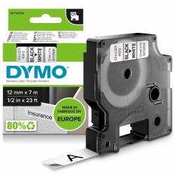 DYMO Authentic D1 Labels | Black Print on White Tape | 12 mm x 7 m | Self-Adhesive Labels for LabelManager Label Makers | Made in Europe (Dymo 45013 D1 12mm x 7m Black on White Tape)