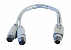 Cables Direct EX-099 PS/2 cable 0.25 m 6-p Mini-DIN 2x 6-p Mini-DIN Grey (CDL 0.3MTR PS/2 M - 2 X PS/2 F S CABLE)