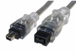 Cables Direct IEEE-103 FireWire cable 3 m 9-p 4-p Black, Transparent (CDL 3m Firewire 9 Pin - 6 Pin)