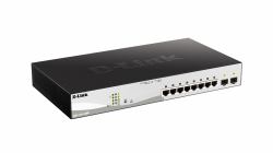 D-Link 10-Port Gigabit PoE+ Smart Managed Switch including 2 SFP Ports (D-Link Web Smart DGS-1210-10MP - Switch - L2+ - smart - 8 x 10/100/1000 [PoE+] + 2 x Gigabit SFP - desktop - PoE+ [130 W])