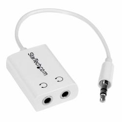 StarTech.com White Slim Mini Jack Headphone Splitter Cable Adapter - 3.5mm Male to 2x 3.5mm Female (WHITE STEREO SPLITTER ADAPTER - 3.5M)