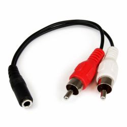 StarTech.com 6in Stereo Audio Cable - 3.5mm Female to 2x RCA Male (CABLE ADAPTADOR 15CM DE AUDIO - JACK 3.5MM HEMBRA A RCA MACHO)