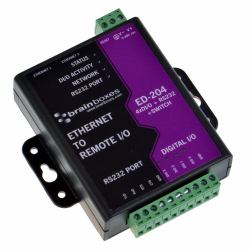 Brainboxes ED-204 Ethernet to 4 Digital IO and RS232 Serial Port with Ethernet Switch (Brainboxes Ethernet to 4 DIO ED-204)