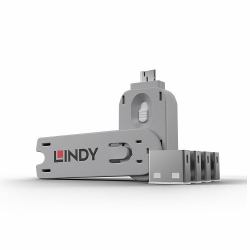 Lindy USB Port Blocker - Pack of 4, Colour Code: White (USB A PORT SCHLOSS - 4 STCK MIT SCHLSSEL WEI)