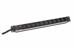 Digitus 10-Outlet Strip 10 AC outlet[s] 250 V Black 2 m (DIGITUS ALU IEC C13 OULET STRIP - 10 OUTLETS)