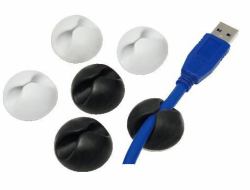 LogiLink KAB0009 cable clamp Black, White 6 pc[s] (Cable organiser set, 6 pcs., - black/white, self-adhesive - Warranty: 12M)