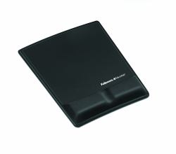 Fellowes Mouse Mat Wrist Support - Health-V Mouse Pad with Antibacterial Protection - Ergonomic Mouse Mat for Computer, Laptop, Home Office Use - Black (Fellowes 9181201 Fabrik Mousepad and Wrist R...