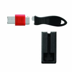 Kensington USB Port Lock with Security Guard (USB Lock W Cable Guard Square - USB Port Lock with Security - Guard, Black,Red, Flat key, USB, Taiwan, 1 pc[s] - Warranty: 24M)