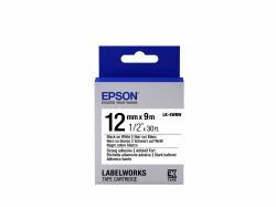 Epson Label Cartridge Strong Adhesive LK-4WBW Black/White 12mm [9m] (TAPE - LK-4WBW STRNG ADH BLK-/W - WHT 12/9)