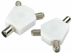 Cables Direct 3-FCONNYN cable splitter/combiner White (CDL TV Coax to 2x F-Connector Spli)