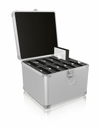 ICY BOX IB-AC628 Suitcase Metal, Plastic Silver (TRANSPORT SUITCASE FOR 10 X - 3.5 IN HDDS - Warranty: 24M)