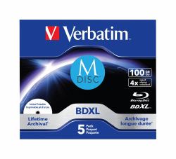 Verbatim 43834 blank Blu-Ray disc BDXL 100 GB 5 pc[s] (Verbatim M-DISC BD-R 4x 100GB Inkjet Printable)