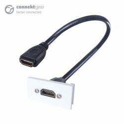 CONNEkT Gear 0.3m AV Snap-In HDMI Module 25 x 50mm - Socket to Socket - White (0.3M AV SNAP IN HDMI 25X50 - WHITE)