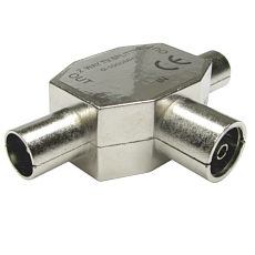 Cables Direct 3-COAXMFMMTL cable splitter/combiner Silver (CDL COAX SPLITTER 1 X [F] - 2 X [M)