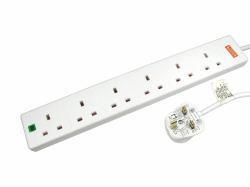 Cables Direct RB-05M06SPD surge protector 6 AC outlet[s] 220-240 V White 5 m (CDL 5m UK Power Extension -6 Ports)