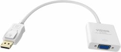 Vision TC-DPVGA video cable adapter 0.22 m VGA [D-Sub] DisplayPort White (DisplayPort to VGA adaptor - maximum resolution 1920 x 1080 - does not convert VGA to DP - hotplug - DP [m] to VGA [f] - ov...