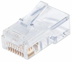Intellinet RJ45 Modular Plugs Pro Line, Cat5e, UTP, 3-prong, for solid wire, 50 µ gold-plated contacts, 100 pack (RJ45 Modular Plugs Pro Line, - Cat5e, UTP, 3-prong, for - solid wire, 50 Âµ gold...