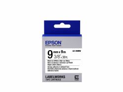 Epson Label Cartridge Strong Adhesive LK-3WBW Black/White 9mm [9m] (TAPE - LK-3WBW STRNG ADH BLK-/W - ADHESIVE LK-3WBW BLACK/WHITE 9MM)