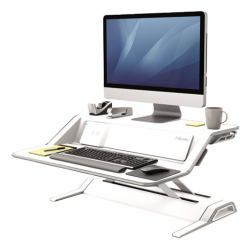 Fellowes Sit Stand Desk Riser - Lotus DX Height Adjustable Sit Stand Desk Converter with Cable Management & Antibacterial Protection - No Assembly Required - Max Weight 15.8KG - White (Lotus Dx Sit...