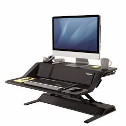 Fellowes Sit Stand Desk Riser - Lotus DX Height Adjustable Sit Stand Desk Converter with Cable Management & Antibacterial Protection - No Assembly Required - Max Weight 15.8KG - Black (LOTUS DX SIT...