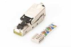 Digitus CAT 6A Field Termination Plug, STP with dust cap, bend relief (DIGITUS PRO SHIELDED RJ45 - CONNECTOR FOR FIELD ASSEMBLY)