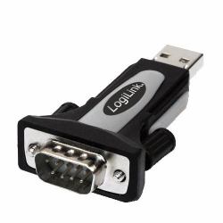 LogiLink AU0034 cable gender changer USB RS232 (USB 2.0 adapter, USB-A/M to - DB9 [RS232]/M, black/grey - AU0034, USB, RS232, Male - Warranty: 12M)