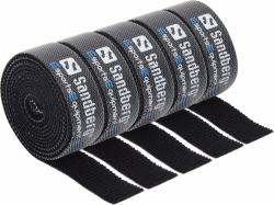 Sandberg Cable Velcro Strap 5-pack (Cable Velcro Strap 5-pack - Cable Velcro Strap 5-pack, - Hook & loop cable tie, Black, 100 cm, 50 mm, 50 mm, 200 mm - Warranty: 60M)
