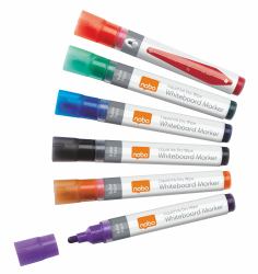 Nobo Liquid Ink Whiteboard Pens Bullet Tip 6 blister-pack (Nobo 1901419 Liquid Ink Drywipe Markers Pack of 6)