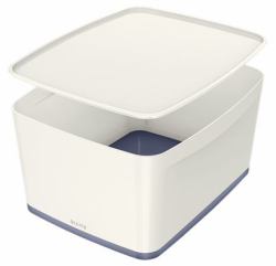 Esselte 5216-10-01 Storage box Rectangular Acrylonitrile butadiene styrene [ABS] Grey, White (Opbevaringsboks MyBox L hvid/grÃ¥)