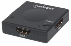 Manhattan HDMI Switch 2-Port, 1080p, Connects x2 HDMI sources to x1 display, Automatic and Manual Switching [via button], No external power required, Black, Three Year Warranty (HDMI Switch 2-Port,...