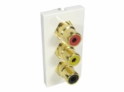Cables Direct AV-MOD3RCA socket-outlet 3 x RCA White (CDL 3x RCA Euromod - Coupler Type)