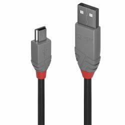 Lindy 5m USB 2.0 Type A to Mini-B Cable, Anthra Line (5M USB 2.0 TYP A AN MINI-B - KABEL ANTHRA LINE)