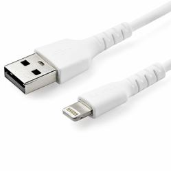 StarTech.com 3 foot [1m] Durable White USB-A to Lightning Cable - Heavy Duty Rugged Aramid Fiber USB Type A to Lightning Charger/Sync Power Cord - Apple MFi Certified iPad/iPhone 12 (USB TO LIGHTNI...