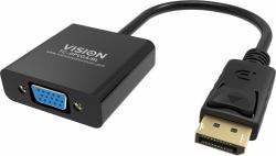 Vision TC-DPVGA/BL video cable adapter DisplayPort VGA [D-Sub] Black (DisplayPort to VGA adaptor - maximum resolution 1920 x 1080 - does not convert VGA to DP - hotplug - DP [m] to VGA [f] - overal...
