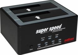 ROLINE 16.01.4122 storage drive docking station USB 3.2 Gen 1 [3.1 Gen 1] Type-B Black (SATA 6G HDD/SSD DOCKING STATION - USB3.2 GEN1HDD-CLONE-FUNKTION)